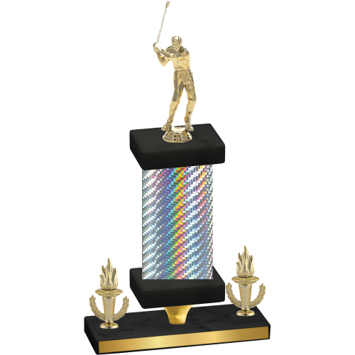 Premium Single Silver Carbon Fiber Victory Golf Trophy