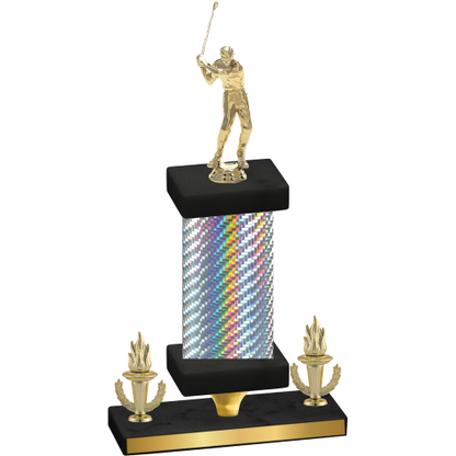 Premium Single Silver Carbon Fiber Victory Golf Trophy