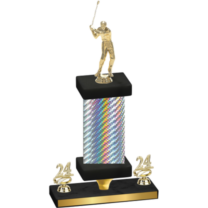 Premium Single Silver Carbon Fiber Year Golf Trophy