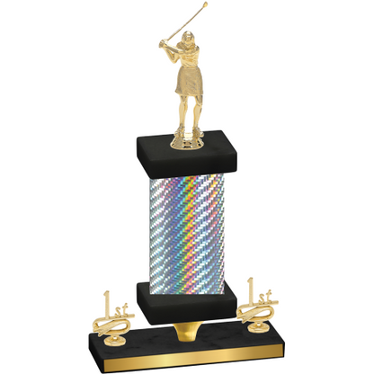 Premium Single Silver Carbon Fiber First Place Golf Trophy