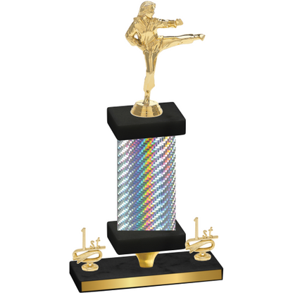 Premium Single Silver Carbon Fiber First Place Karate Trophy