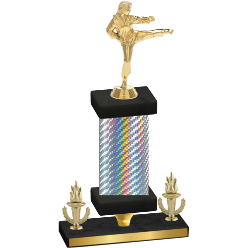 Premium Single Silver Carbon Fiber Victory Karate Trophy