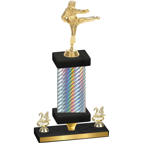 Premium Single Silver Carbon Fiber Year Karate Trophy