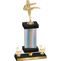 Premium Single Silver Carbon Fiber Second Place Karate Trophy