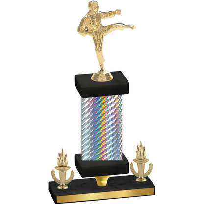 Premium Single Silver Carbon Fiber Victory Karate Trophy