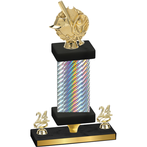 Premium Single Silver Carbon Fiber Year Baseball Trophy