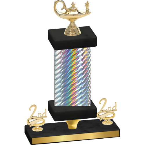 Premium Single Silver Carbon Fiber Second Place Academics Trophy