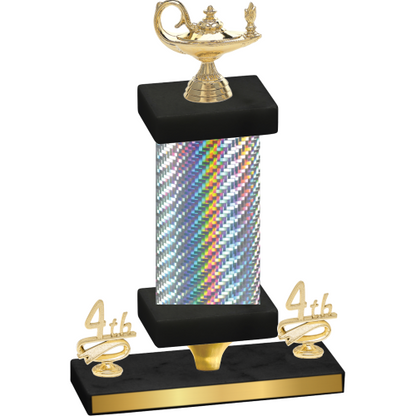 Premium Single Silver Carbon Fiber Fourth Place Academics Trophy