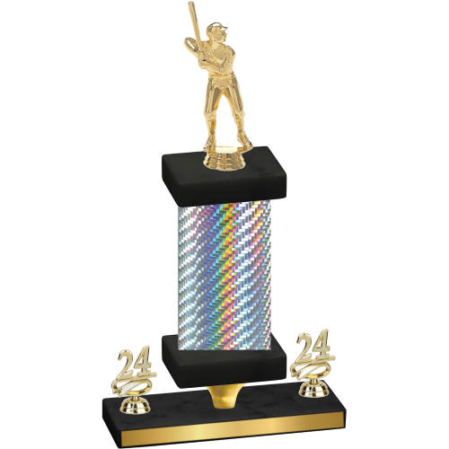 Premium Single Silver Carbon Fiber Year Baseball Trophy