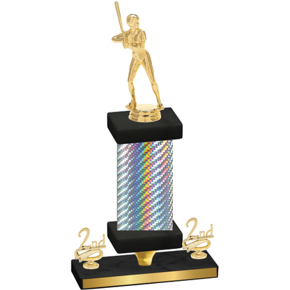 Premium Single Silver Carbon Fiber Second Place Softball Trophy