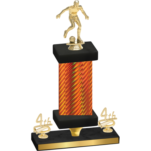 Premium Single Orange Carbon Fiber Fourth Place Soccer Trophy