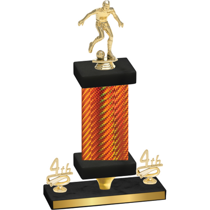 Premium Single Orange Carbon Fiber Fourth Place Soccer Trophy