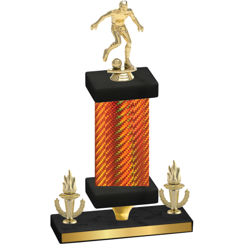 Premium Single Orange Carbon Fiber Victory Soccer Trophy