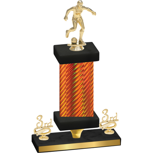 Premium Single Orange Carbon Fiber Third Place Soccer Trophy