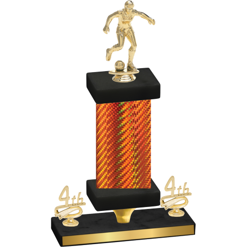 Premium Single Orange Carbon Fiber Fourth Place Soccer Trophy