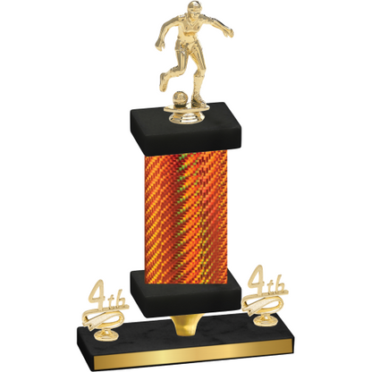 Premium Single Orange Carbon Fiber Fourth Place Soccer Trophy