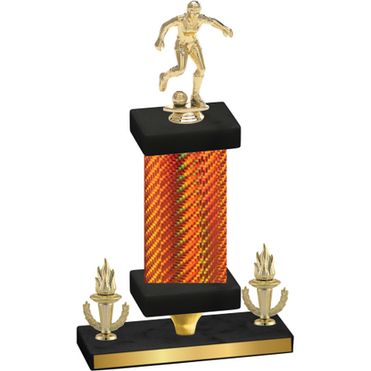 Premium Single Orange Carbon Fiber Victory Soccer Trophy