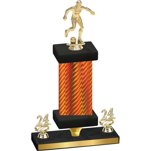 Premium Single Orange Carbon Fiber Year Soccer Trophy
