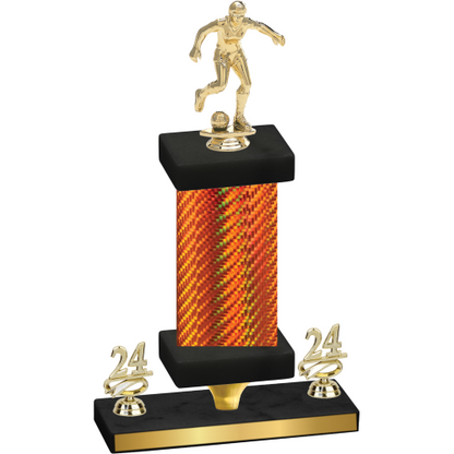 Premium Single Orange Carbon Fiber Year Soccer Trophy