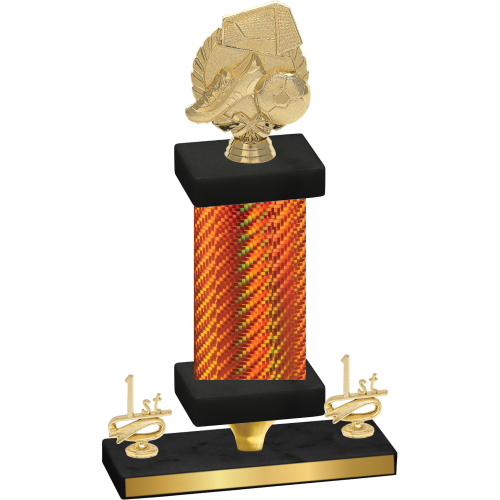 Premium Single Orange Carbon Fiber First Place Soccer Trophy