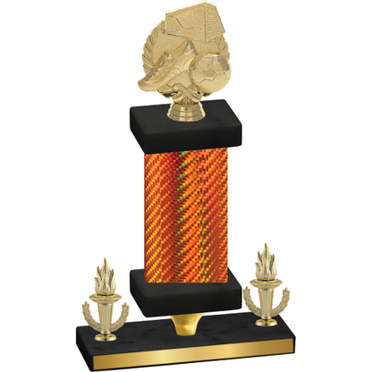 Premium Single Orange Carbon Fiber Victory Soccer Trophy