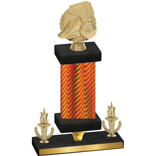 Premium Single Orange Carbon Fiber Victory Soccer Trophy