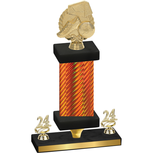 Premium Single Orange Carbon Fiber Year Soccer Trophy