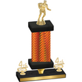 Premium Single Orange Carbon Fiber Fourth Place Rugby Trophy