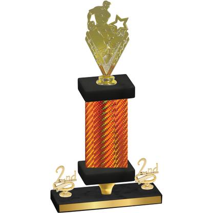Premium Single Orange Carbon Fiber Second Place Rugby Trophy
