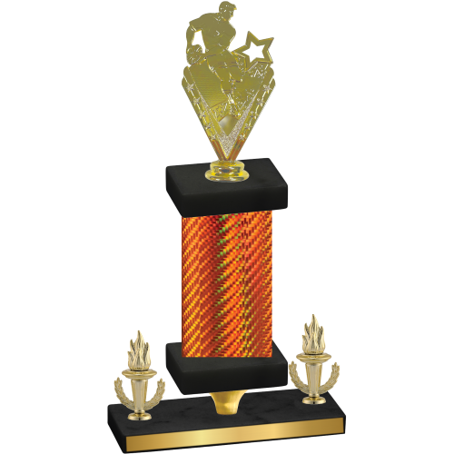 Premium Single Orange Carbon Fiber Victory Rugby Trophy
