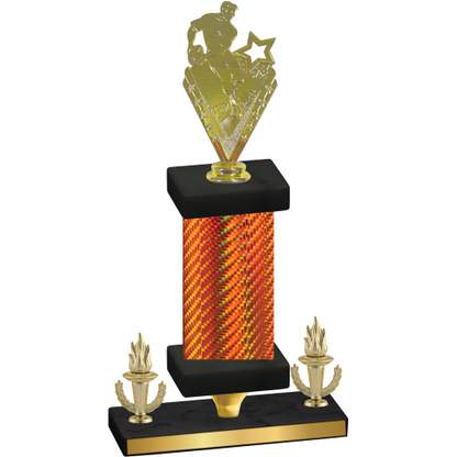 Premium Single Orange Carbon Fiber Victory Rugby Trophy