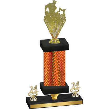 Premium Single Orange Carbon Fiber Year Rugby Trophy
