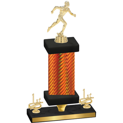 Premium Single Orange Carbon Fiber First Place Running Trophy