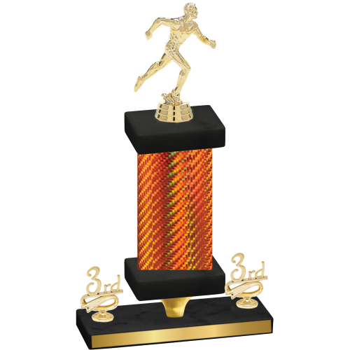 Premium Single Orange Carbon Fiber Third Place Running Trophy