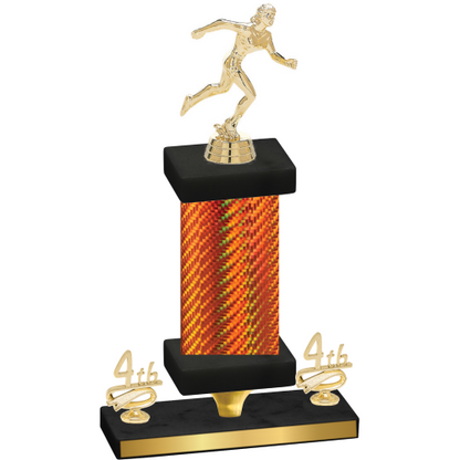 Premium Single Orange Carbon Fiber Fourth Place Running Trophy