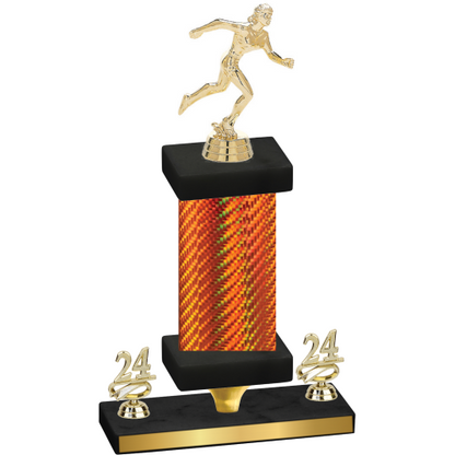 Premium Single Orange Carbon Fiber Year Running Trophy