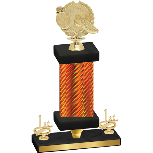 Premium Single Orange Carbon Fiber First Place Running Trophy