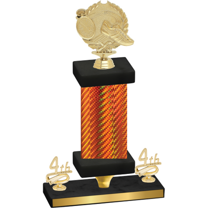 Premium Single Orange Carbon Fiber Fourth Place Running Trophy
