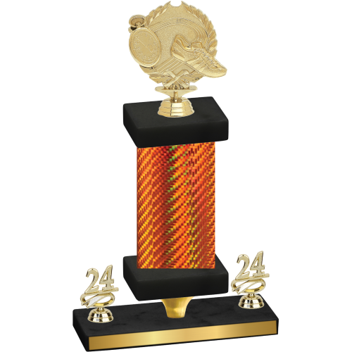 Premium Single Orange Carbon Fiber Year Running Trophy