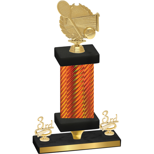 Premium Single Orange Carbon Fiber Third Place Tennis Trophy