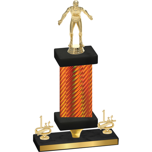 Premium Single Orange Carbon Fiber First Place Wrestling Trophy
