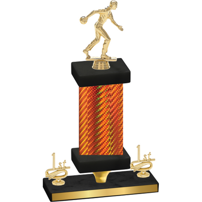 Premium Single Orange Carbon Fiber First Place Bowling Trophy