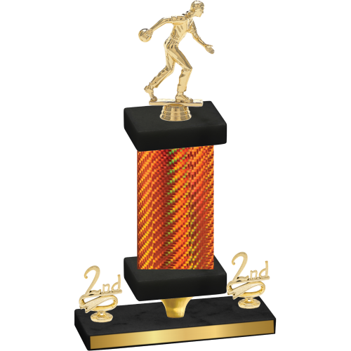 Premium Single Orange Carbon Fiber Second Place Bowling Trophy