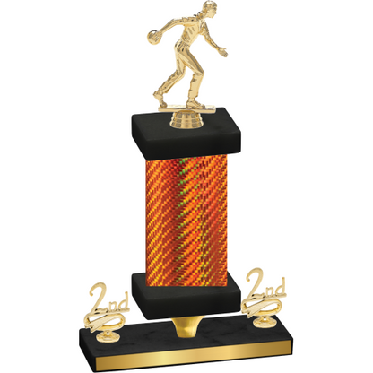 Premium Single Orange Carbon Fiber Second Place Bowling Trophy