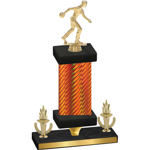 Premium Single Orange Carbon Fiber Victory Bowling Trophy