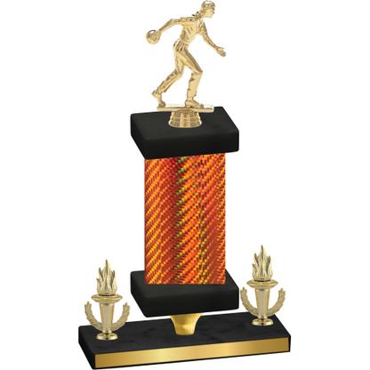 Premium Single Orange Carbon Fiber Victory Bowling Trophy