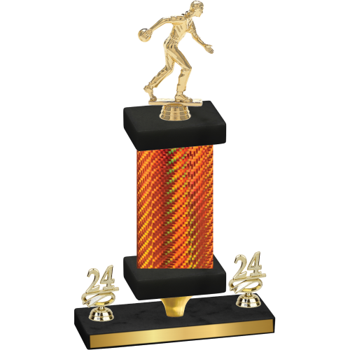 Premium Single Orange Carbon Fiber Year Bowling Trophy