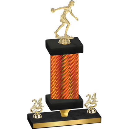 Premium Single Orange Carbon Fiber Year Bowling Trophy