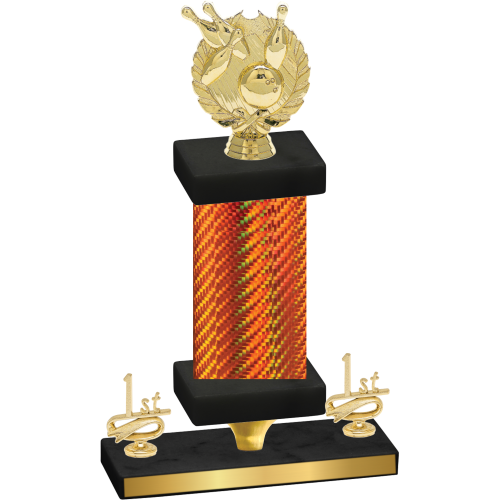 Premium Single Orange Carbon Fiber First Place Bowling Trophy