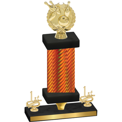 Premium Single Orange Carbon Fiber First Place Bowling Trophy